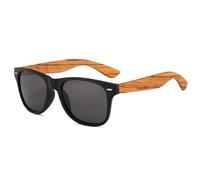Long Keeper Occhiali da sole in legno da uomo e da donna, classici in stile retrò, occhiali da sole neri con montatura in legno, 80 a specchio, lenti scure UV400, Cornice nera - lenti grigio scuro