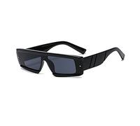 Long Keeper Occhiali Da Sole - Occhiali Futuristici Stile Cyberpunk Lenti Rettangolari Protezione UV Occhiali Da Sole Rettangolari Donna Uomo (black)