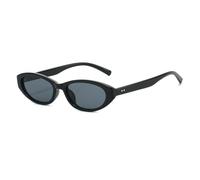 Long Keeper Occhiali da sole ovali retrò da donna alla moda piccoli occhiali da sole stretti anni '90 occhiali da sole vintage tartaruga sottile ovale occhiali da sole Cat Eye Shades UV400, Nero nero