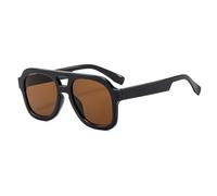 Long Keeper Occhiali da Sole Pilot Uomo Donna Occhiali da Sole Quadrati Pilota Retrò Anni 70 Occhiali da Guida Notturna Occhiali Pilota UV400 (Montatura Nero - Lente Marrone)