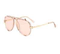Long Keeper Occhiali da Sole Pilota Oversize - Donna Uomo Retrò 70s Oro Occhiali da Sole Quadrati Vintage Parte Superiore Piatta Occhiali da Guida Sunnies Protezione UV400