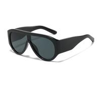 Long Keeper Occhiali da Sole Pilota Oversize per Donna Uomo Occhiali da Sole Anni '70 Retrò Quadrati Occhiali Grandi Montatura Flat Top Trendy UV400 (Nero Nero)