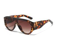 Long Keeper Occhiali da Sole Pilota Oversize per Donna Uomo Occhiali da Sole Anni '70 Retrò Quadrati Occhiali Grandi Montatura Flat Top Trendy UV400 (Leopardo Graduale Marrone)
