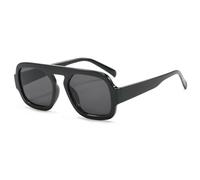 Long Keeper Occhiali da Sole Quadrati da Donna Uomo Vintage Occhiali da Sole Pilota Squadrati Classici Occhiali Pilota Anni 70 UV400 Protezione (Montatura Nero - Lente Grigio Scuro)