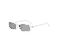 Long Keeper Occhiali da Sole Rettangolari Stretti per Donna Uomo Y2K Anni 90 Occhiali da Sole Quadrati Vintage Occhiali Retrò Rettangolari Sottili UV400 (Montatura Bianco - Lenti Grigio Scuro)