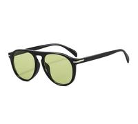Long Keeper Occhiali da Sole Rotondi da Uomo Donna Stile Pilota Vintage Occhiali da Sole Cerchio Classici Retrò Anni '70 Occhiali da Sole UV400 Protezione (Montatura Nero - Lente Verde Chiaro)