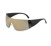 Long Keeper Occhiali da Sole Senza Montatura da Donna Uomo, Wrap Around Moda Occhiali da Sole Oversize Avvolgenti Occhiali Y2k Futuristici UV400