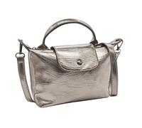 Long Keeper Piccola borsa a tracolla da donna in pelle PU metallizzata borsa a tracolla con manico superiore Hobo borsa mini tote borsa con cerniera per donne signore, Grigio canna di fucile