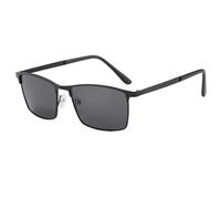 Long Keeper Polarizzati Occhiali da Sole Piazza - Retro Occhiali da Sole Guida Classico per Uomo Leggero Occhiali Piccolo Rettangolo di Metallo per i Viaggi Spiaggia (Nero Grigio)