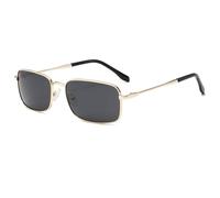 Long Keeper Polarizzati Occhiali da Sole Piazza Retro Occhiali da Sole Rettangolo Guida per Uomo Leggero Occhiali Piccolo di Metallo per Spiaggia Trekking i Viaggi (Oro Grigio)