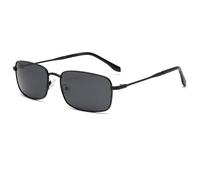 Long Keeper Polarizzati Occhiali da Sole Piazza Retro Occhiali da Sole Rettangolo Guida per Uomo Leggero Occhiali Piccolo di Metallo per Spiaggia Trekking i Viaggi (Sabbia Nero Grigio)