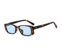 Long Keeper Retrò Occhiali da Sole Rettangolari per Donna Uomo Anni 90 Vintage Occhiali da Sole Montatura Piccolo Quadrati Protezione UV400 (Blu leopardo)