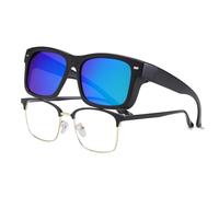 Long Keeper Sovraocchiali da Sole Donne Uomo Polarizzati Quadrati Occhiali da Sole Sopra Occhiali Retro Occhiali da Sole di Viaggio Guida (Nero Verde)