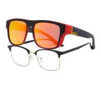 Long Keeper Sovraocchiali da Sole Polarizzati da Uomo Donna Occhiali da Sole Guida Pesca Antiriflesso Lenti Polarizzate per Occhiali da Vista (Montatura Nero Rossa - Lente Specchio Rossa)