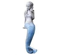 LONG-L Decorazione della Statua del Giardino della Sirena|Arte Dell'iarda della Sirena dalla Coda Blu,Scultura in Resina per Interni Ed Esterni,Idea Regalo per Famiglie Amici,A+62CM