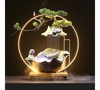 LONG-L Fontana Zen da Interno Luci A LED, Fontana Cascata Decorazione, Mini Buddha Waterfall Giardino Esterno,per Arredamento Camera da Letto Home Office,A