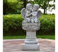 LONG-L Statua di Colonne Romane Angelo da Giardino,Statuette Cherubini in Resina Antica,Ornamenti Religiosi di Preghiera,per Terrazza Interni/Esterni,K