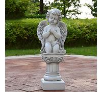 LONG-L Statua di Colonne Romane Angelo da Giardino,Statuette Cherubini in Resina Antica,Ornamenti Religiosi di Preghiera,per Terrazza Interni/Esterni,F