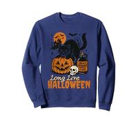 Long Live Halloween Funny Pumpkin Black Cat Men Women Felpa