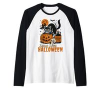 Long Live Halloween Funny Pumpkin Black Cat Men Women Maglia con Maniche Raglan