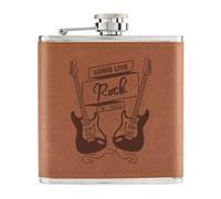 Long Live Rock N Roll Chitarra Elettrica Tan 6oz Hip Flask In Pelle PU