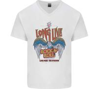 Long Live Rock N Rotolo Heavy Metal Chitarra Uomo Scollo A V Cotone T-Shirt