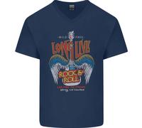 Long Live Rock N Rotolo Heavy Metal Chitarra Uomo Scollo A V Cotone T-Shirt