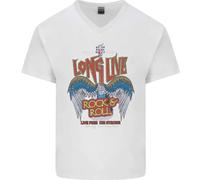 Long Live Rock N Rotolo Heavy Metal Chitarra Uomo Scollo A V Cotone T-Shirt