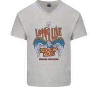 Long Live Rock N Rotolo Heavy Metal Chitarra Uomo Scollo A V Cotone T-Shirt