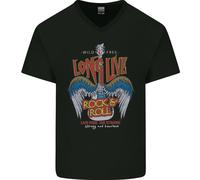 Long Live Rock N Rotolo Heavy Metal Chitarra Uomo Scollo A V Cotone T-Shirt