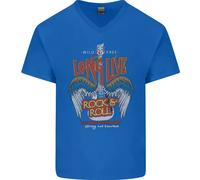Long Live Rock N Rotolo Heavy Metal Chitarra Uomo Scollo A V Cotone T-Shirt