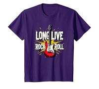 Long Live Rock & Roll - Chitarra iconica per Gli Amanti della Musica Maglietta, Bambini, Viola, 2 Anni