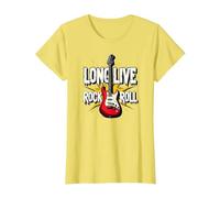 Long Live Rock & Roll - Chitarra iconica per Gli Amanti della Musica Maglietta, Donna, Limone, XS