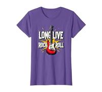 Long Live Rock & Roll - Chitarra iconica per Gli Amanti della Musica Maglietta, Donna, Viola mélange, 3XL