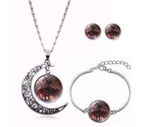 Long Pendant Necklaces for Women,Wild And Healthy Unicorn Animal,Rotating Moon Stud Earring Suit European And American Necklace Jewelry Crystal Pendant Sweater Chain Fashion Gift