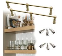 Long Shelf Guardrail Rod 8 12 16 20 24 28 36 38 in, 2 pcs Brass Shelf Rail with 3 Posts & Screws, Decorative Tipping Railing Bars for Glasses, Book, Plant(Brass-Style a,20in/51cm)