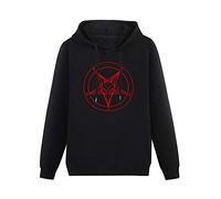 Long Sleeve Hooded Sweatshirt Baphomet Pentagram Sign Aleister Crowley Satanic Pentagram Circle 666 Cotton Blend Hoody