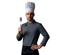 Long Sleeves - Giacca da panettiere da uomo, per cucina, per ristorante, hotel, cafe chef, traspirante, abbigliamento da cucina con bottoni, stile urbano, O grigio., XXL