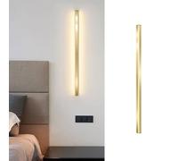 Long Strip Wall Light Minimalist Led Linear Wall Sconce Gold Metal Headboard Lamp, Indoor Wall Wash Lights Home Decor Wall Sconces for Living Room Bedroom Bedside/100Cm