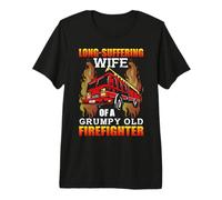 Long Suffering Wife of A Grumpy Old Firefighter Maglietta Premium