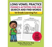 Long Vowel Practice Phonics Activities for Kids - 1st Grade Learning Fun Search and Find Words- CVCE and Vowel Teams: Hidden Words Coloring for Kids - Vowel Practice