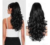 Long Wavy Clip In Ponytail Synthetic Hair Extension(01) | Luxurious big waves, per instant volume, secure claw clip, heat resistant fiber, stylish look