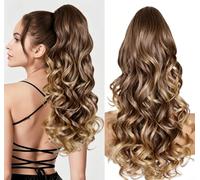Long Wavy Clip In Ponytail Synthetic Hair Extension(03) | Luxurious big waves, per instant volume, secure claw clip, heat resistant fiber, stylish look