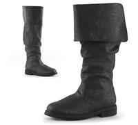 Long Western Knee Boots Medievale PU Cuoio Cavaliere Stivali Rinascimentale Medievale Cosplay Stivali,Nero,44