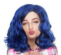 Long Wig, Blue Curly Short Wig, 9.84 Inches Halloween Cosplay Costume Head Wear, Eye-Catching Accessorie, Stylish Wavy Hair, Suitable for Everyday Wear, Parties