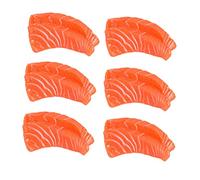 LONG XIN SERIES 6 pezzi di salmone artificiale realistici fette di salmone finto pesce carne modello di cibo per casa cucina armadio scrivania negozi decorazione festa campione esposizione fotografia
