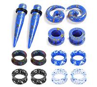 Longbeauty 14pcs Ear Tapers e tunnel Ear Stretching Kit Spirale Tapers Silicone Ear Gauge Tappi Kit, Acrilico Silicone, Senza pietra