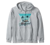 Longboard da Surf retrò Anni '80 della Costa Occidentale Felpa con Cappuccio