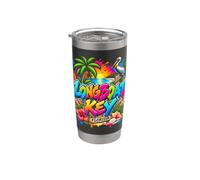 Longboat Key Florida Tropical Graffiti Art Design Bicchiere termico in acciaio inox doppia parete