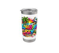 Longboat Key Florida Tropical Graffiti Art Design Bicchiere termico in acciaio inox doppia parete